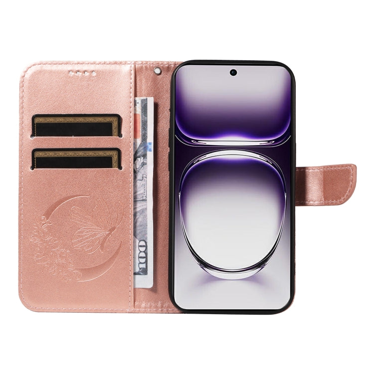 For OPPO Reno12 5G Global Swallowtail Butterfly Embossed Leather Phone Case