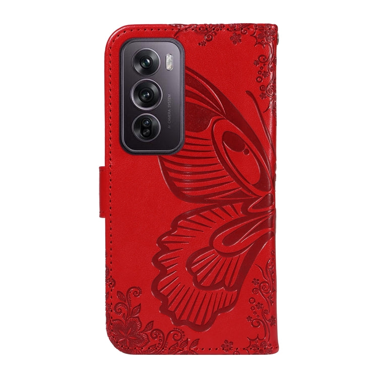 For OPPO Reno12 Pro 5G Global Swallowtail Butterfly Embossed Leather Phone Case