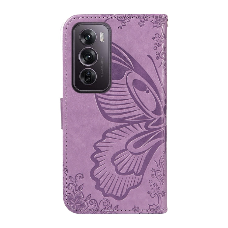 For OPPO Reno12 Pro 5G Global Swallowtail Butterfly Embossed Leather Phone Case