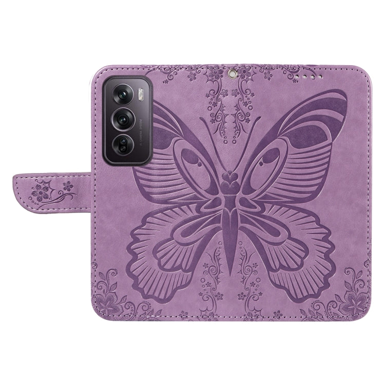 For OPPO Reno12 Pro 5G Global Swallowtail Butterfly Embossed Leather Phone Case