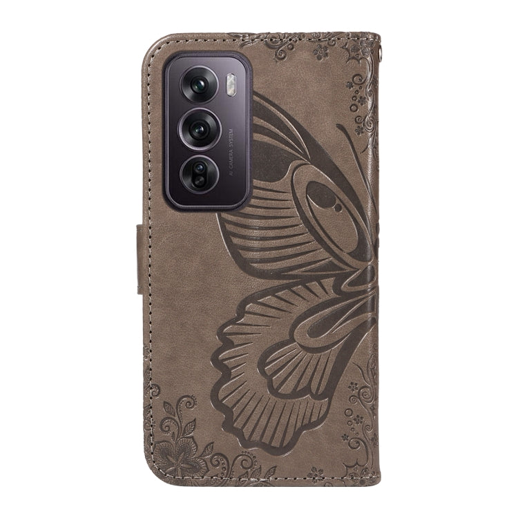 For OPPO Reno12 Pro 5G Global Swallowtail Butterfly Embossed Leather Phone Case