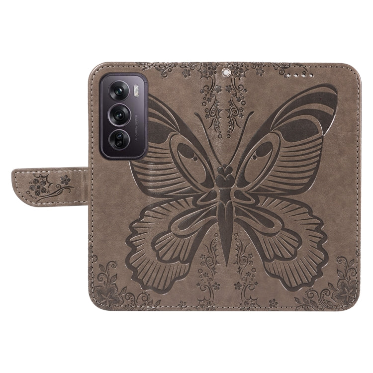 For OPPO Reno12 Pro 5G Global Swallowtail Butterfly Embossed Leather Phone Case