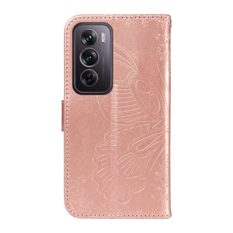 For OPPO Reno12 Pro 5G Global Swallowtail Butterfly Embossed Leather Phone Case