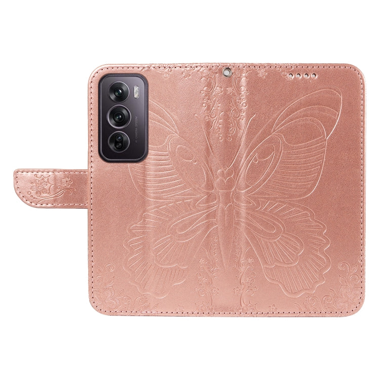 For OPPO Reno12 Pro 5G Global Swallowtail Butterfly Embossed Leather Phone Case