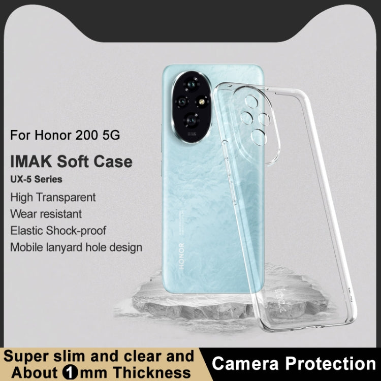 For Honor 200 5G imak UX-5 Series Super Slim Transparent Shockproof TPU Protective Case - Transparent