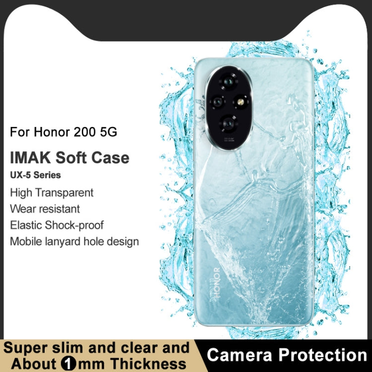 For Honor 200 5G imak UX-5 Series Super Slim Transparent Shockproof TPU Protective Case - Transparent