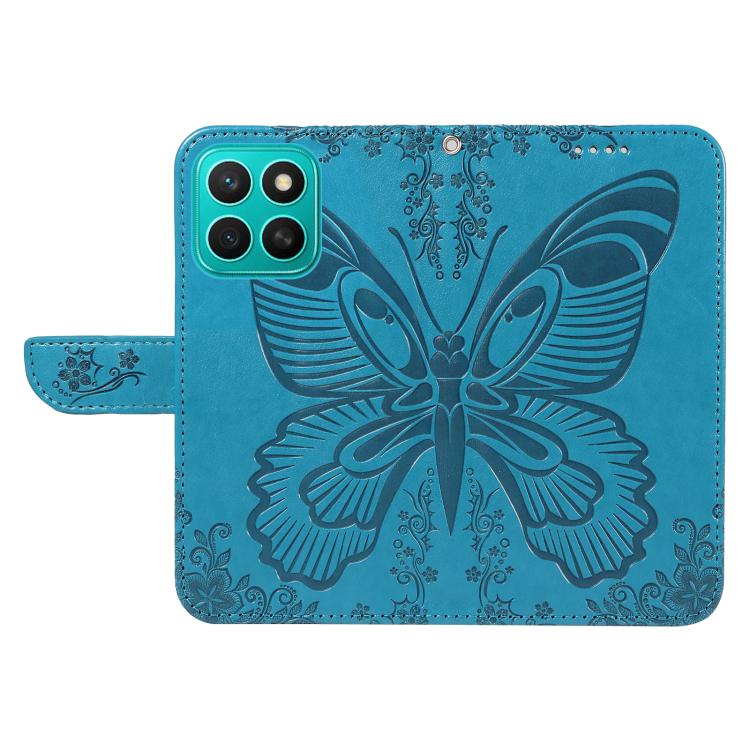 For Honor X8C 4G Global Swallowtail Butterfly Embossed Leather Phone Case