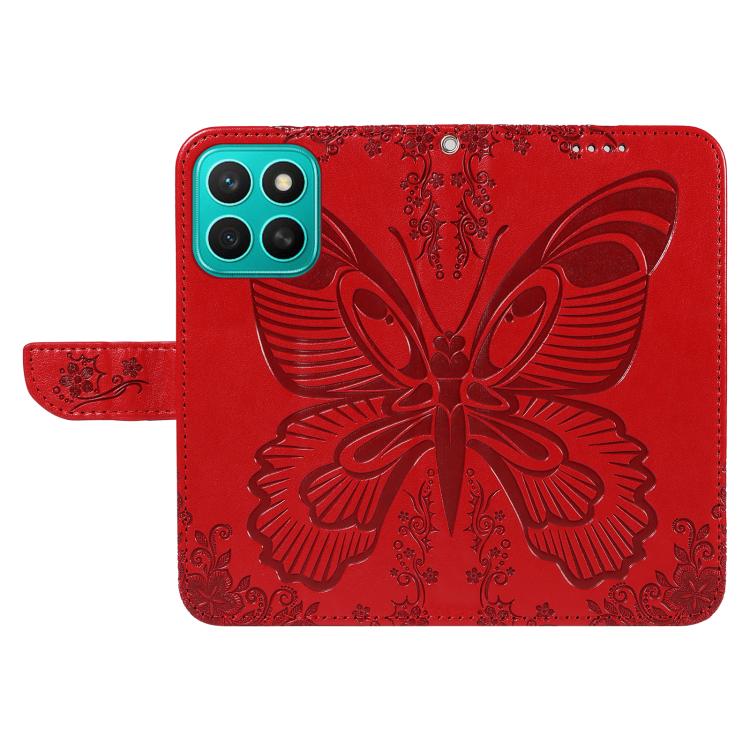 For Honor X8C 4G Global Swallowtail Butterfly Embossed Leather Phone Case