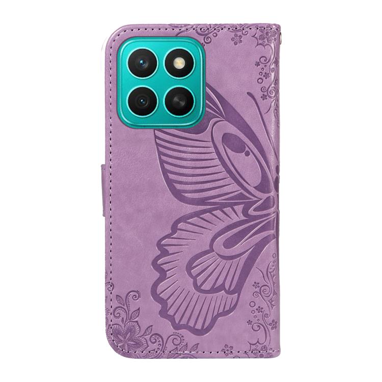 For Honor X8C 4G Global Swallowtail Butterfly Embossed Leather Phone Case