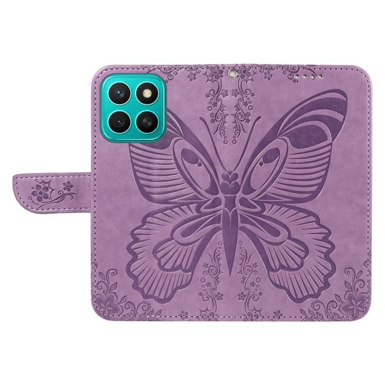 For Honor X8C 4G Global Swallowtail Butterfly Embossed Leather Phone Case