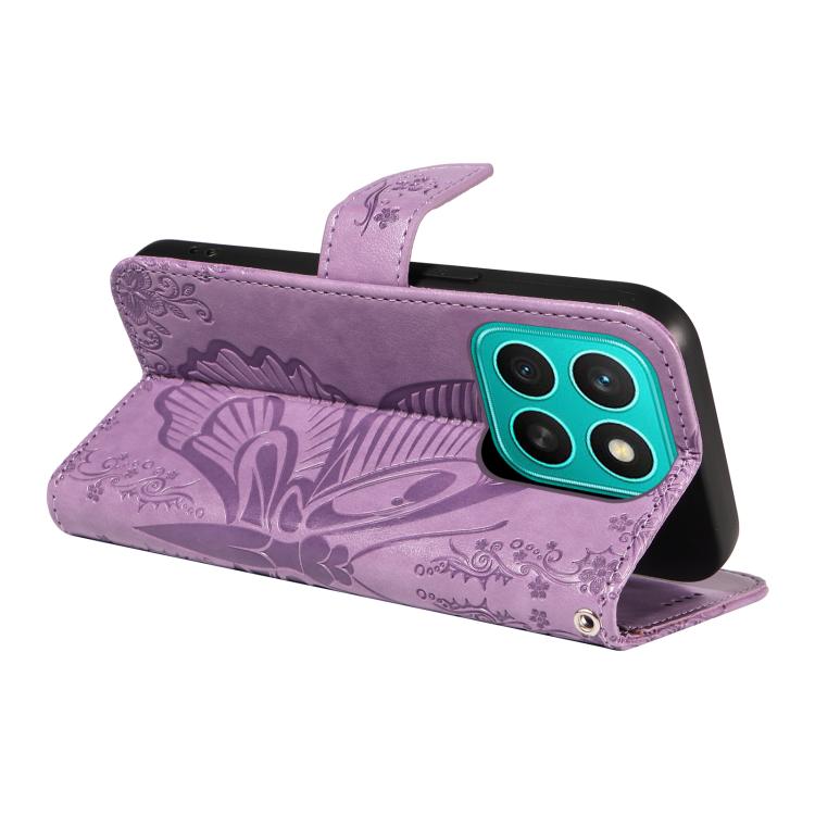 For Honor X8C 4G Global Swallowtail Butterfly Embossed Leather Phone Case