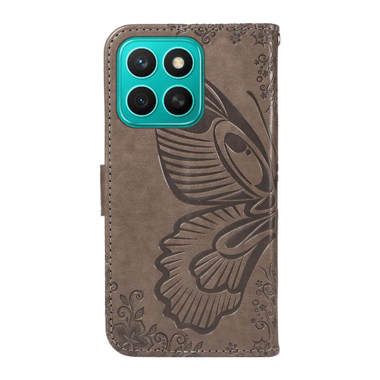 For Honor X8C 4G Global Swallowtail Butterfly Embossed Leather Phone Case