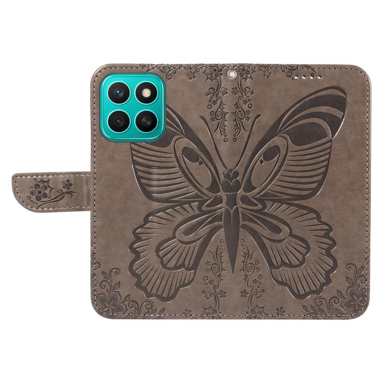 For Honor X8C 4G Global Swallowtail Butterfly Embossed Leather Phone Case