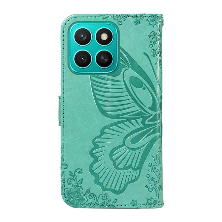 For Honor X8C 4G Global Swallowtail Butterfly Embossed Leather Phone Case