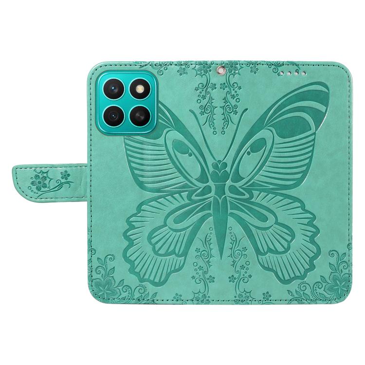 For Honor X8C 4G Global Swallowtail Butterfly Embossed Leather Phone Case