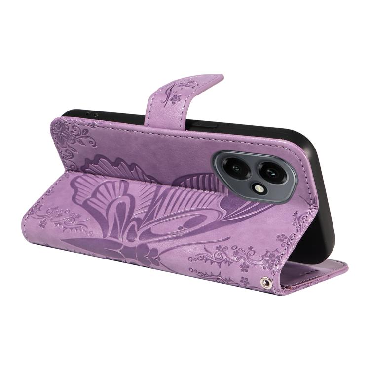 For Honor 400 Global 156.5mm Swallowtail Butterfly Embossed Leather Phone Case