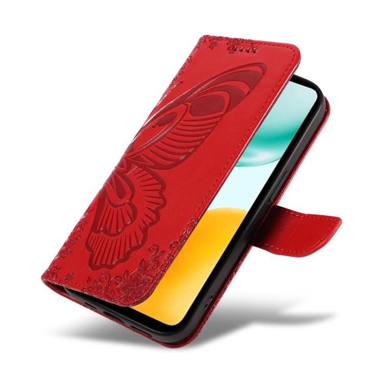 For Honor X5c Plus Swallowtail Butterfly Embossed Leather Phone Case