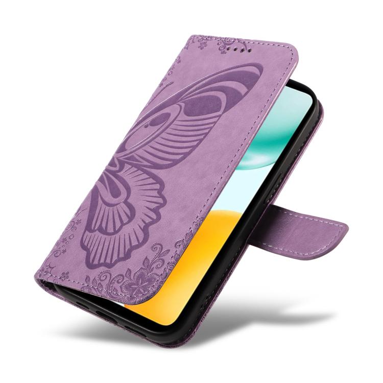 For Honor X5c Plus Swallowtail Butterfly Embossed Leather Phone Case
