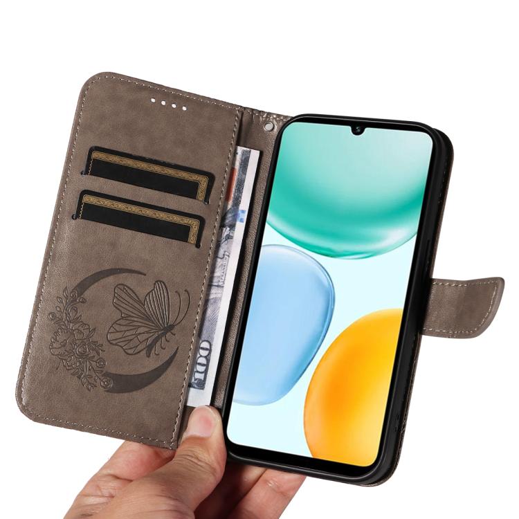 For Honor X5c Plus Swallowtail Butterfly Embossed Leather Phone Case
