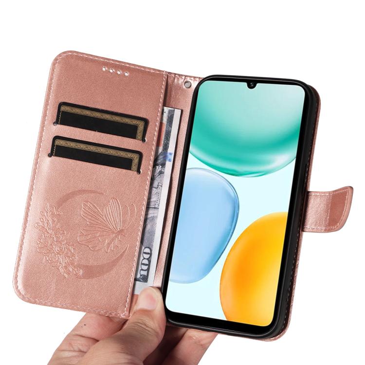 For Honor X5c Plus Swallowtail Butterfly Embossed Leather Phone Case
