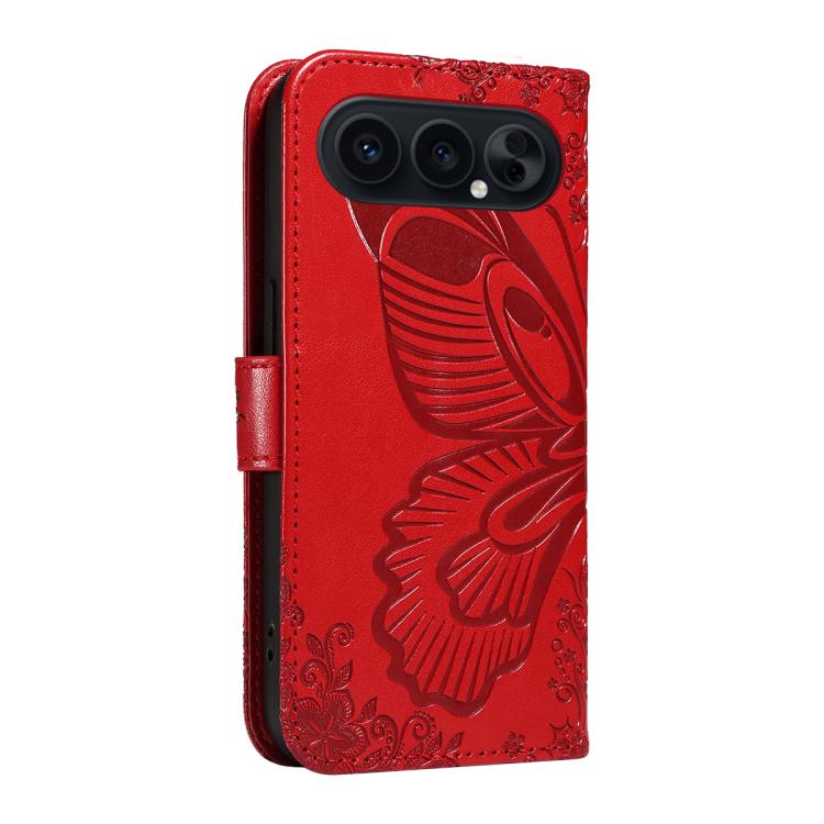 For Honor 500 Pro Global 155.8mm Swallowtail Butterfly Embossed Leather Phone Case