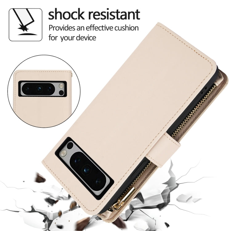 For Google Pixel 8 Pro YM016 Rhombic Zipper Card Wallet Leather Phone Case with Lanyard
