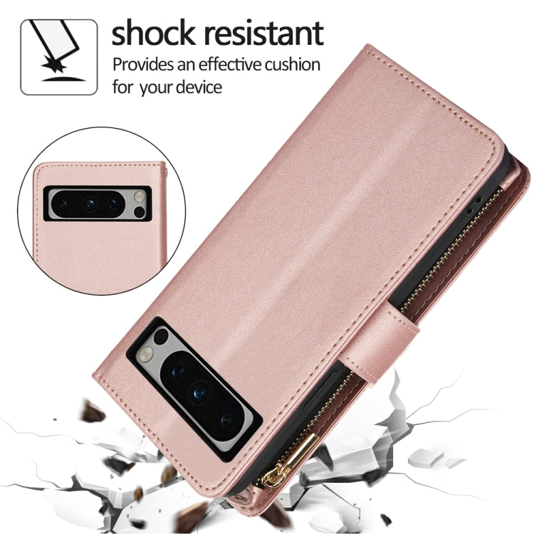 For Google Pixel 8 Pro YM016 Rhombic Zipper Card Wallet Leather Phone Case with Lanyard