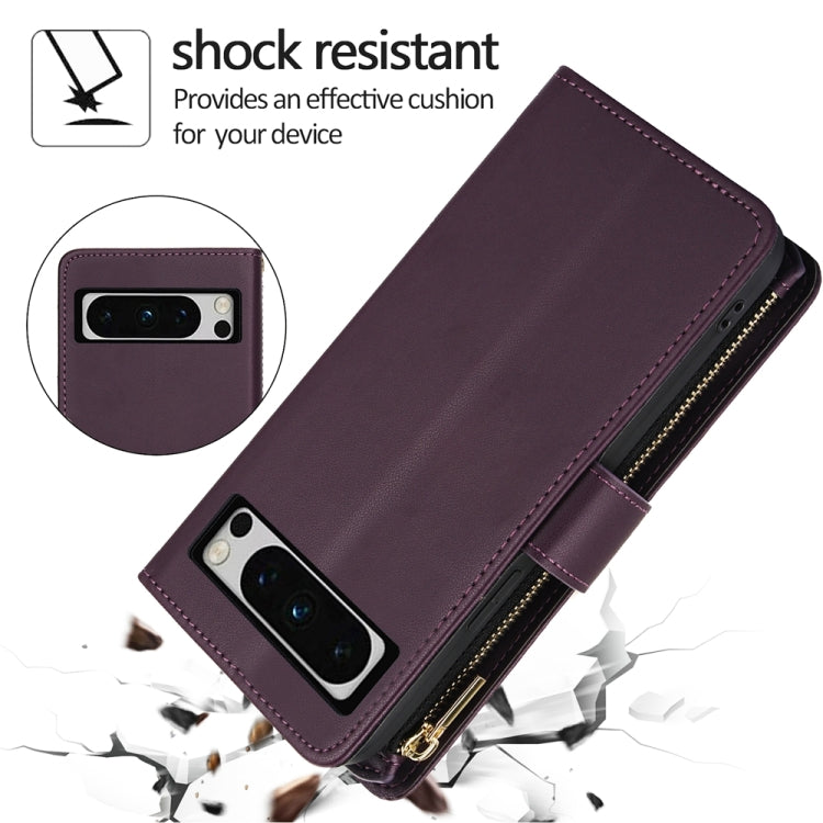 For Google Pixel 8 Pro YM016 Rhombic Zipper Card Wallet Leather Phone Case with Lanyard