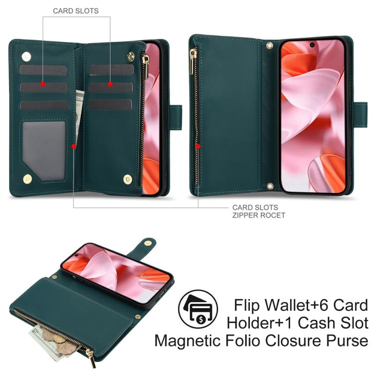 For Google Pixel 10 / 10 Pro / 9 / 9 Pro YM016 Rhombic Zipper Card Wallet Leather Phone Case with Lanyard