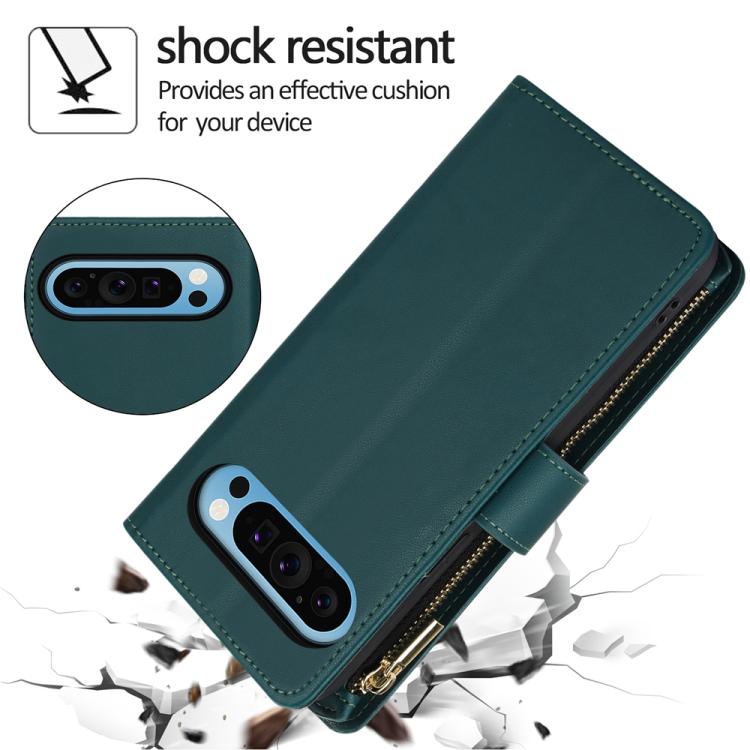 For Google Pixel 10 / 10 Pro / 9 / 9 Pro YM016 Rhombic Zipper Card Wallet Leather Phone Case with Lanyard