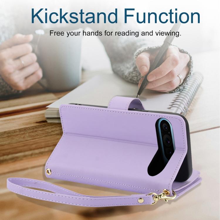 For Google Pixel 10 / 10 Pro / 9 / 9 Pro YM016 Rhombic Zipper Card Wallet Leather Phone Case with Lanyard