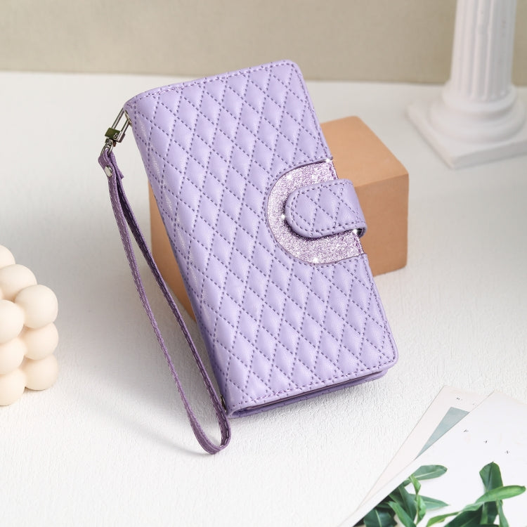 For Xiaomi Redmi 13 4G Glitter Lattice Zipper Wallet Leather Phone Case