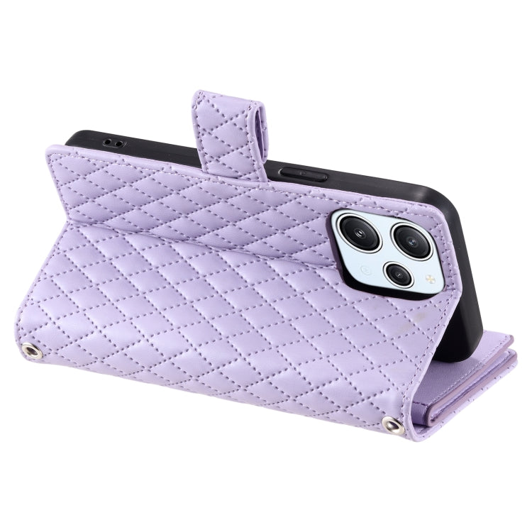 For Xiaomi Redmi 13 4G Glitter Lattice Zipper Wallet Leather Phone Case