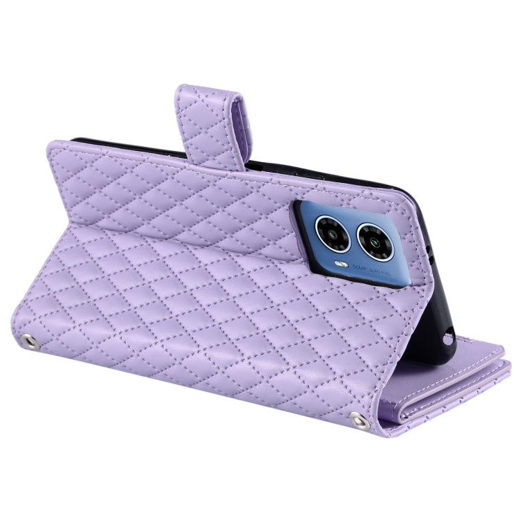 For Motorola Moto G85 Glitter Lattice Zipper Wallet Leather Phone Case