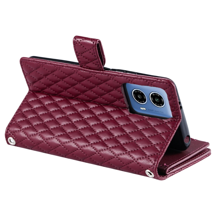 For Motorola Moto G85 Glitter Lattice Zipper Wallet Leather Phone Case