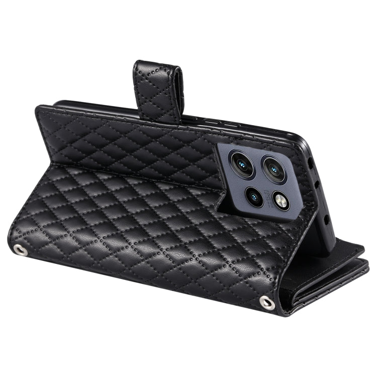 For Motorola Edge 50 Neo Glitter Lattice Zipper Wallet Leather Phone Case