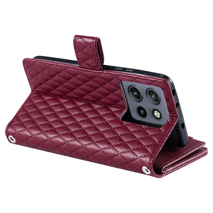 For Motorola Edge 50 Neo Glitter Lattice Zipper Wallet Leather Phone Case