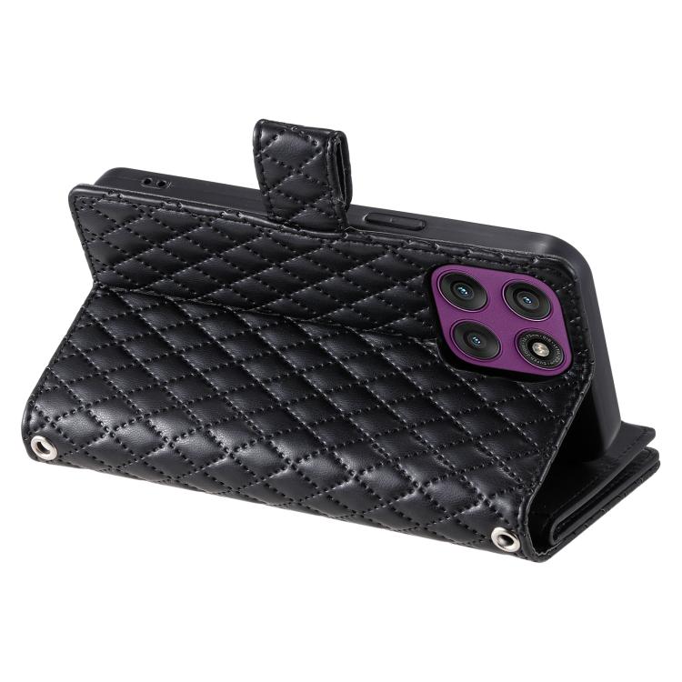 For Motorola Edge 60 Pro Glitter Lattice Zipper Wallet Leather Phone Case
