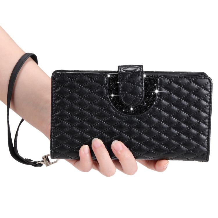 For Motorola Edge 60 Pro Glitter Lattice Zipper Wallet Leather Phone Case