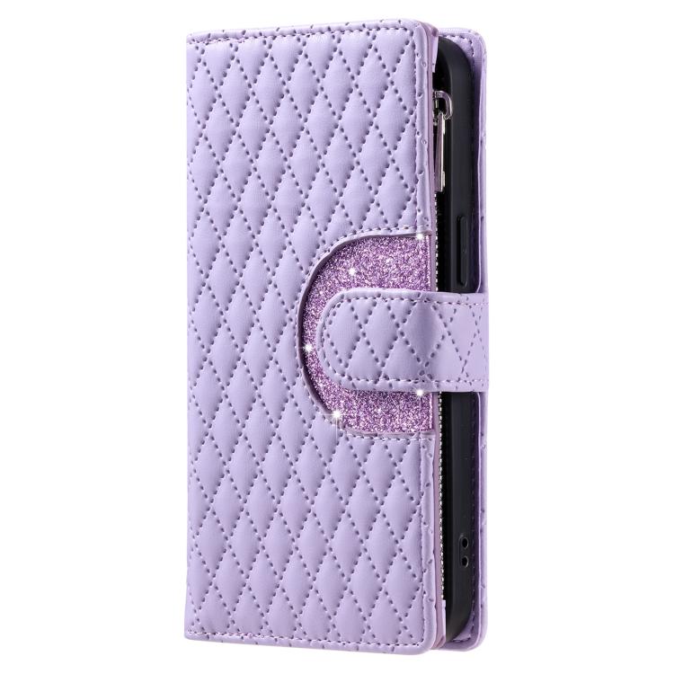 For Motorola Edge 60 Pro Glitter Lattice Zipper Wallet Leather Phone Case