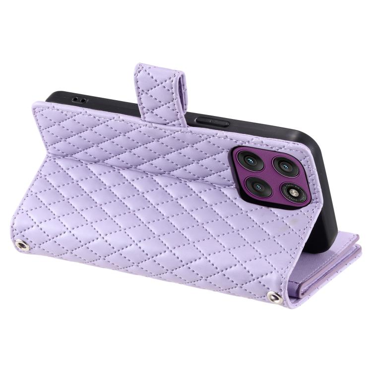 For Motorola Edge 60 Pro Glitter Lattice Zipper Wallet Leather Phone Case