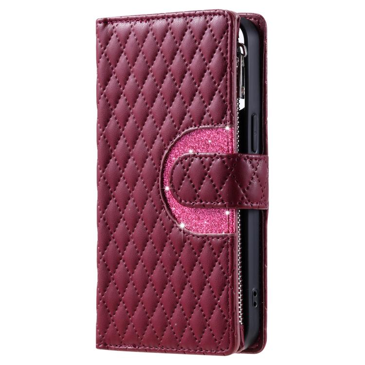 For Motorola Edge 60 Pro Glitter Lattice Zipper Wallet Leather Phone Case