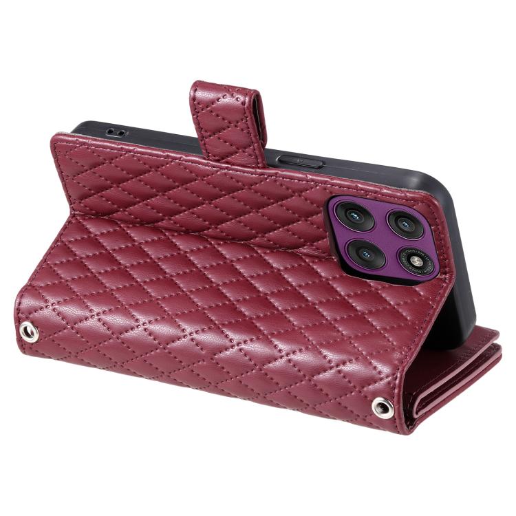 For Motorola Edge 60 Pro Glitter Lattice Zipper Wallet Leather Phone Case