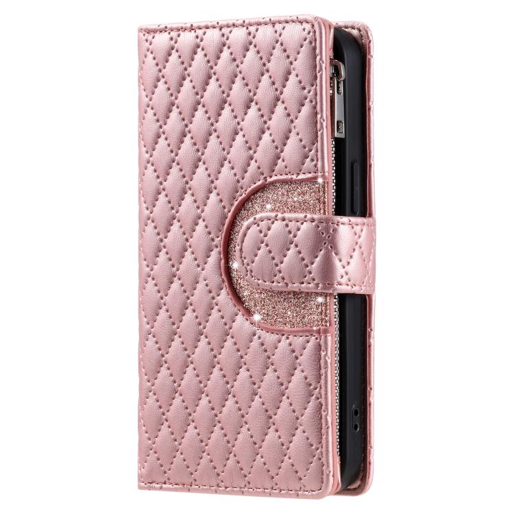 For Motorola Edge 60 Pro Glitter Lattice Zipper Wallet Leather Phone Case
