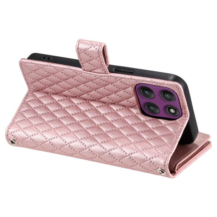 For Motorola Edge 60 Pro Glitter Lattice Zipper Wallet Leather Phone Case