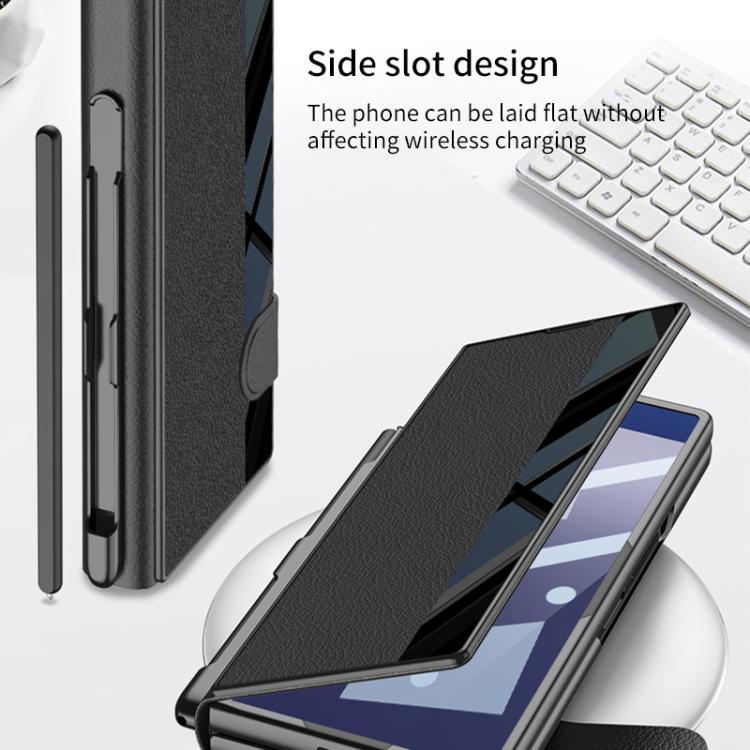 For Samsung Galaxy Z Fold7 5G GKK Integrated Full Coverage Flip Phone Case with Pen Slot, Not Included Pen
