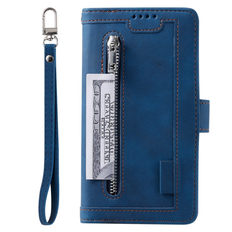 For Xiaomi Redmi Note 14 5G Nine Card Zipper Bag Leather Phone Case with Lanyard