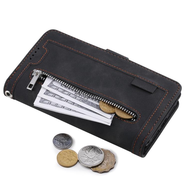 For Redmi Note 14 Pro 4G Nine Card Zipper Bag Leather Phone Case with Lanyard