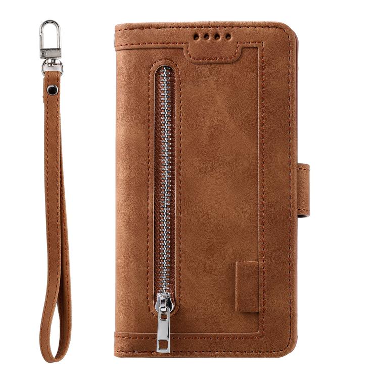 For Redmi Note 14 Pro 4G Nine Card Zipper Bag Leather Phone Case with Lanyard