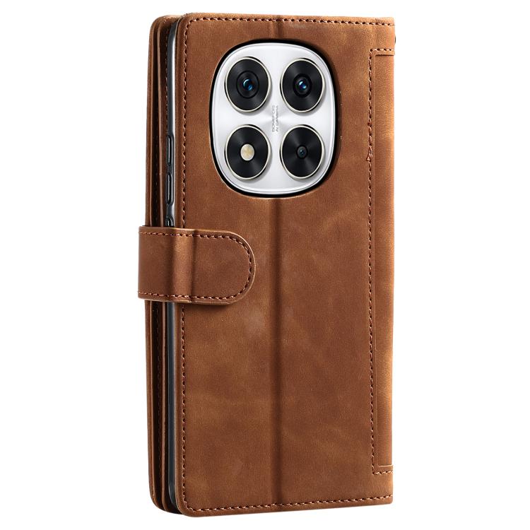 For Redmi Note 14 Pro 4G Nine Card Zipper Bag Leather Phone Case with Lanyard